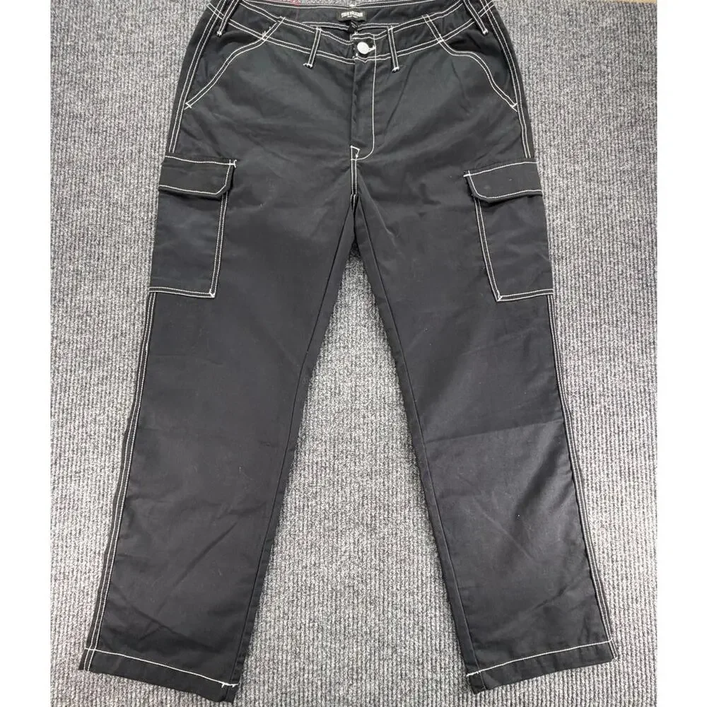 NWT True Religion Cargo Pants Mens 36 Black Straight Utility Y2K